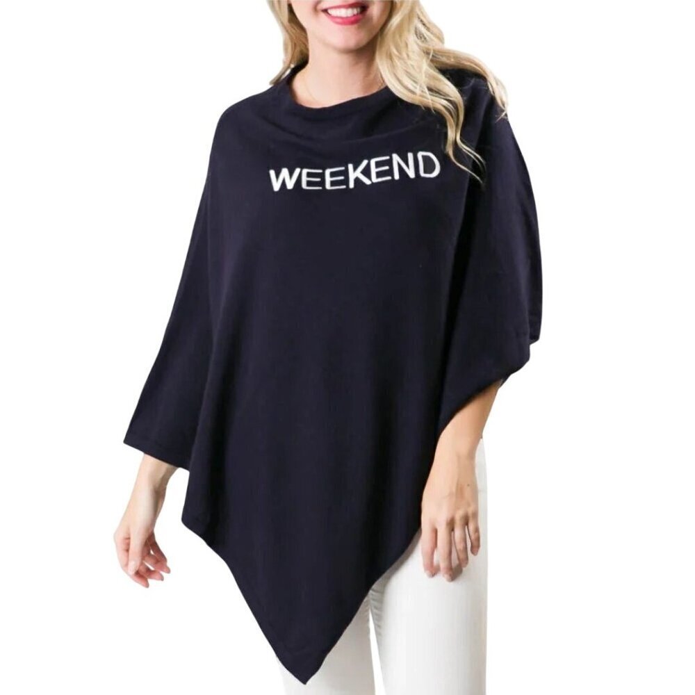 Boardwalk Ponchos 100% Cotton Weekend Embroidered Assymetric Poncho One Size